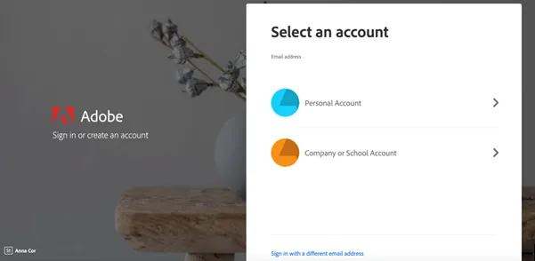 select Company or School Account