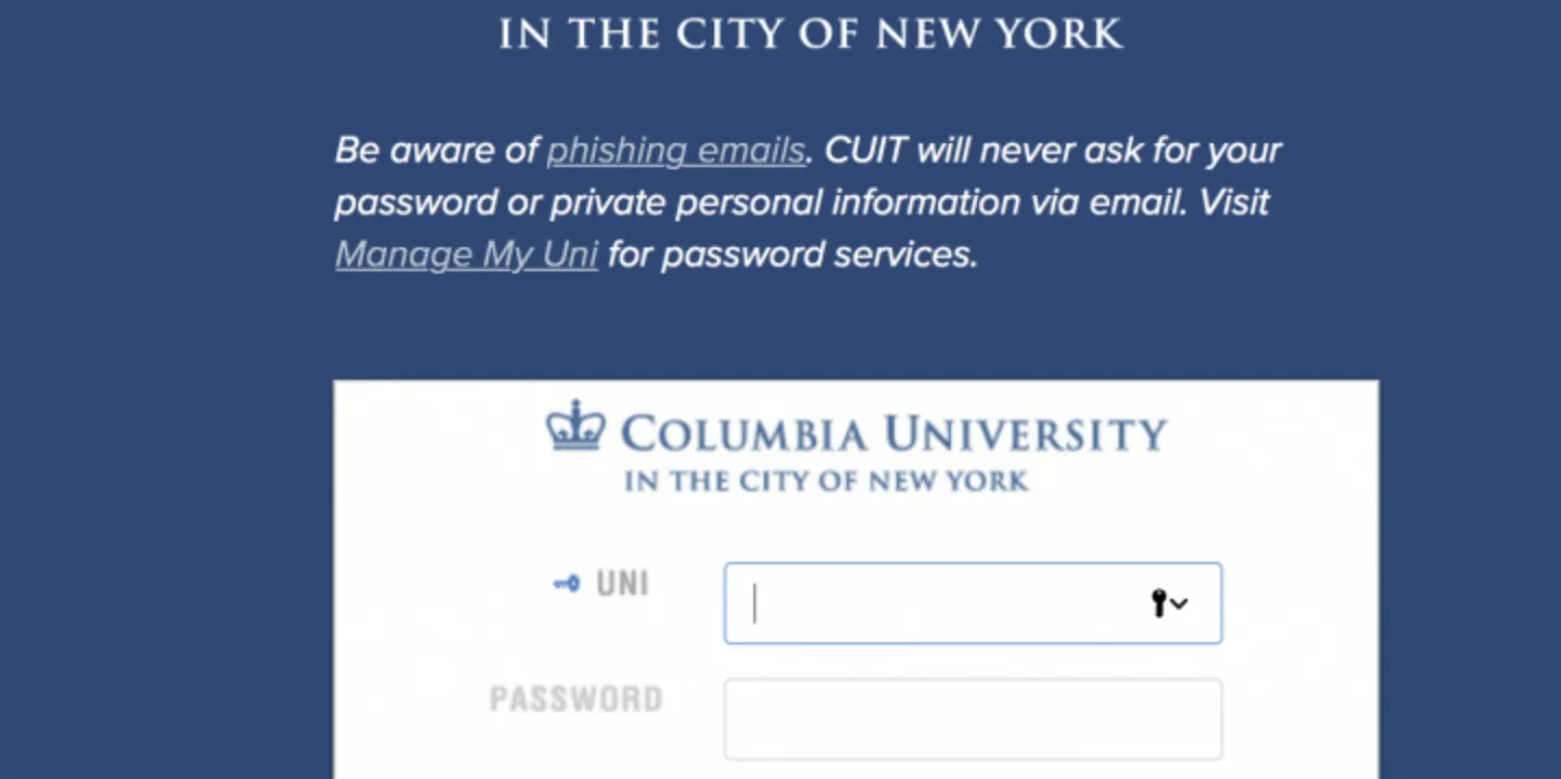 UNI Password Login