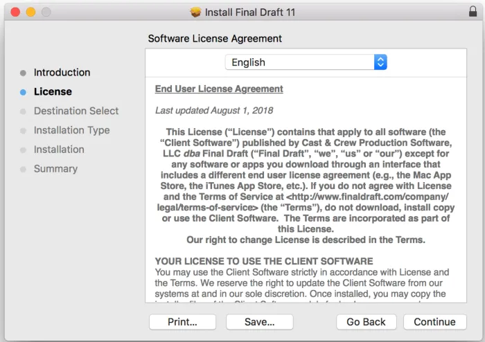 Final Draft End User License Agreement.
